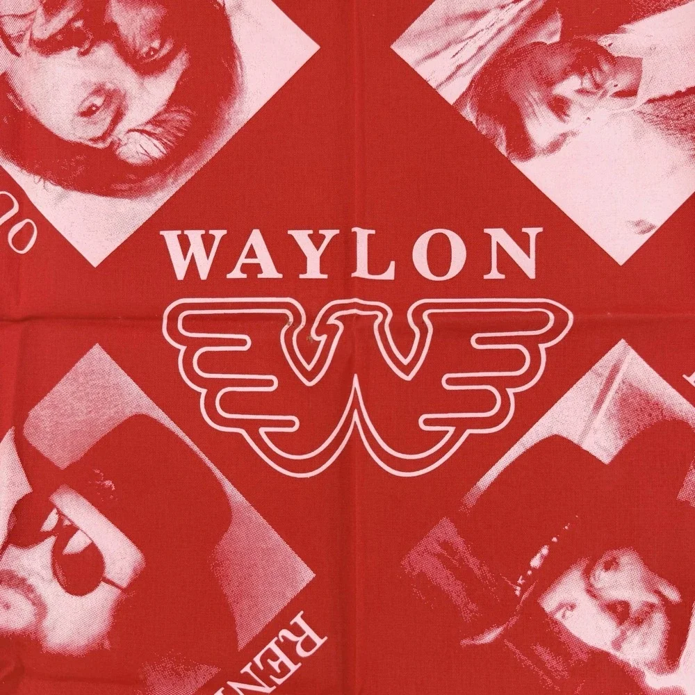 Vintage Waylon Jennings Bandana Rebel Renegade Legend Outlaw Red Country Music